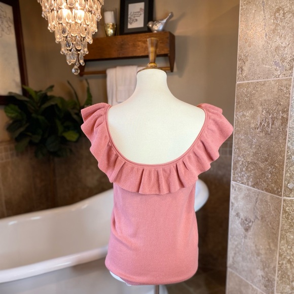 LOFT Pink Ruffle Blouse - Picture 3 of 5